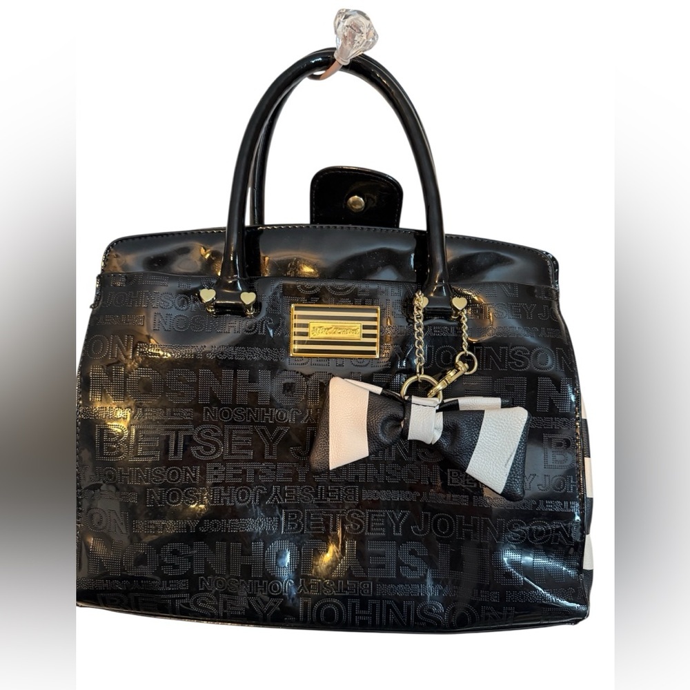 Betsey Johnson Floral Lined Black Handbag